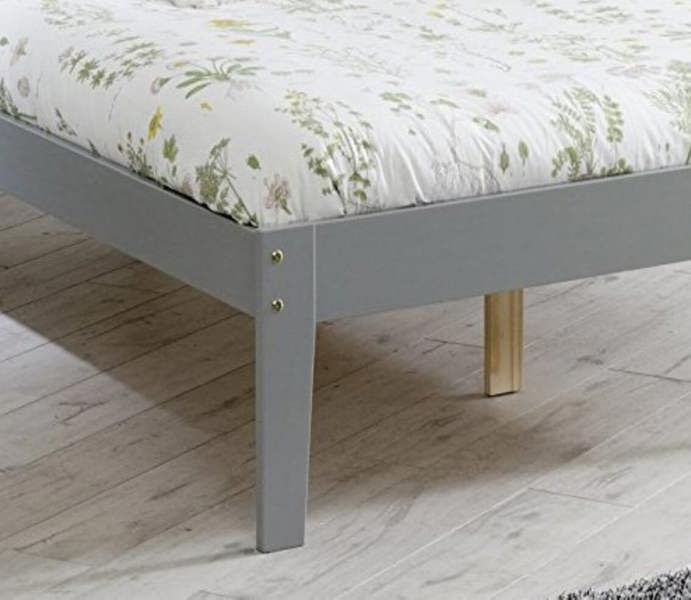 Mission TM Kingston Grey Pine Bed Frame Slatted Headboard Low Foot End 4 Sizes