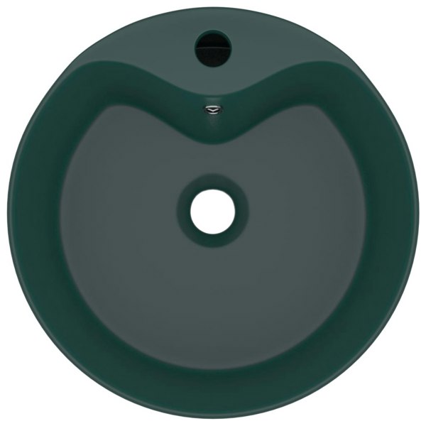 Berkfield Luxury Wash Basin with Overflow Matt Dark Green 36x13 cm Ceramic