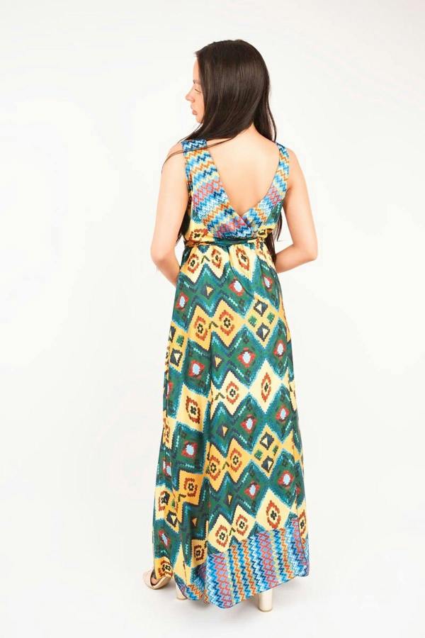 Nalani V Neck Sleeveless Maxi Dress With Tie Waist - Yellow