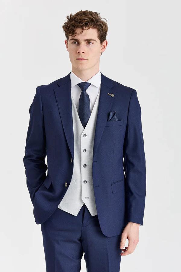 Paul Andrew Belmont Navy Suit with Belmont Silver Waistcoat