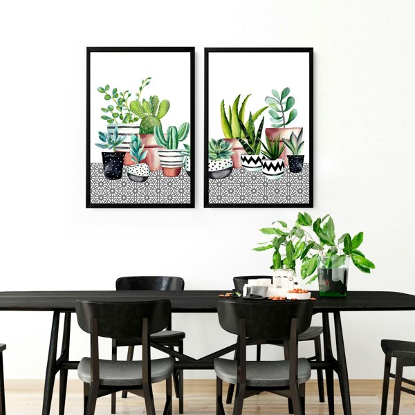 Kitchen wall pictures | set of 2 Succulent wall art prints