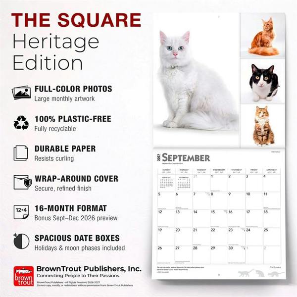 Cat Lovers Calendar 2027, Wall Calendars, Month To View, Cats, Gift
