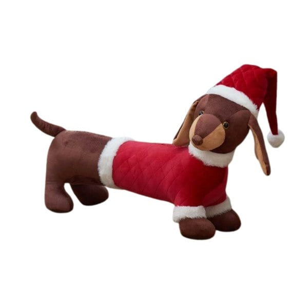 Samuel Alexander 55cm Red and White Plush Donovan Dachshund Christmas Decoration