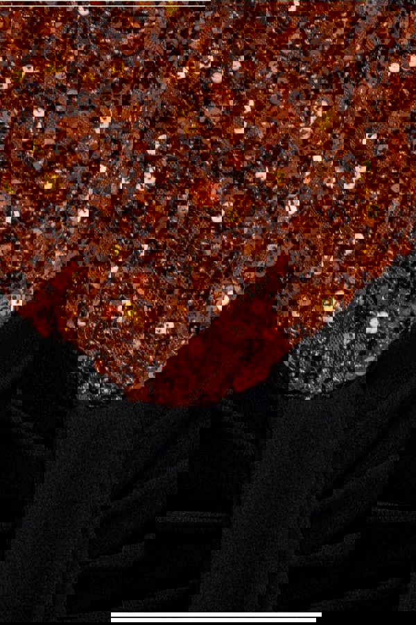 Corset Sequin Wing Bodice Scuba Skirt Maxi Dress - Bronze DR4816