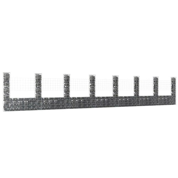 Berkfield U-shape Gabion Basket with 8 Posts Iron 860x20x150 cm