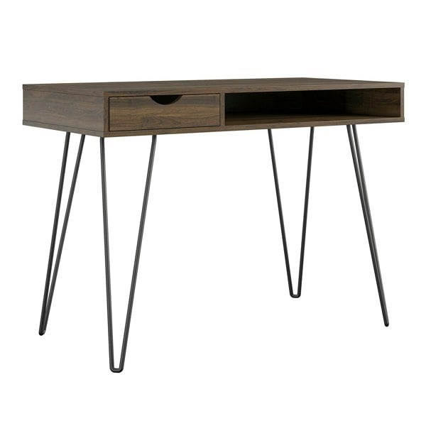 Dorel Home Concord desk with storage in walnut