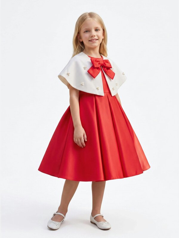 DRESS & Fleur Girls Dress and Bolero Set in Red