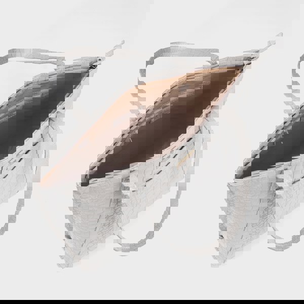 Assots London 'AGNES' Ice Grey Croc Real Leather Designer Tote Bag