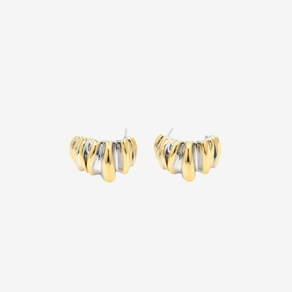 Uchi & Soto Nami Mixed Metals Wavy Hoop Earrings