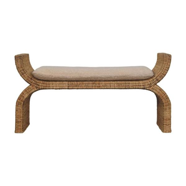 Artisan Furniture Solid Wood Rattan Weave Boucle Bench