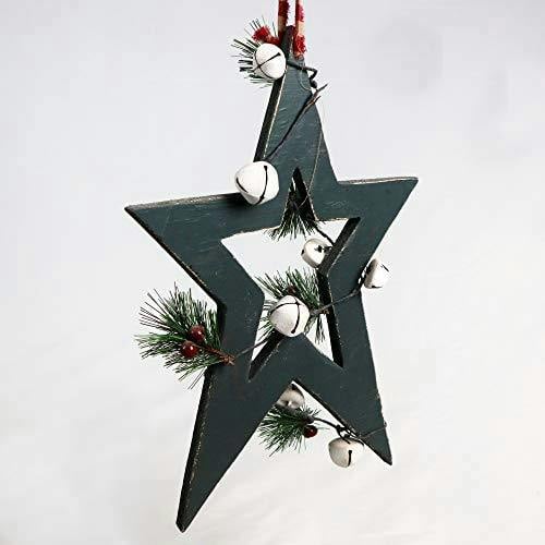 36cm Wooden Hanging Star Decoration in Green for Christmas Home and Seasonal Displays image 3