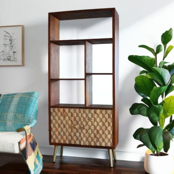 IH Design Camille Retro Multi shelf bookcase with 2 Doors
