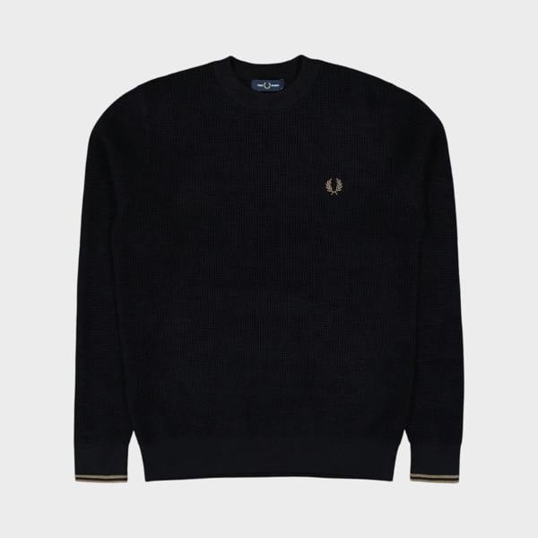 Fred Perry Waffle Stitch Sweater Black