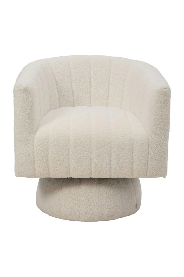 Living and Home White Sherpa Upholstered Swivel Accent Armchair