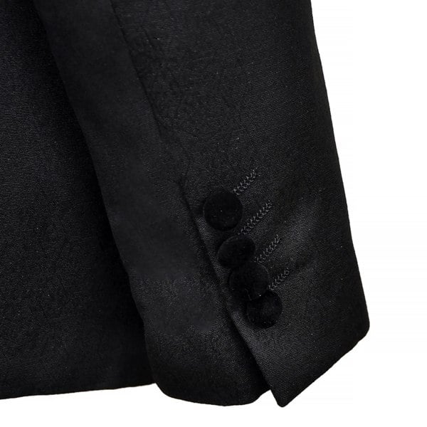 David WeJ Atticus Double Breasted Jacquard Velvet Peak Lapel Tuxedo- Black