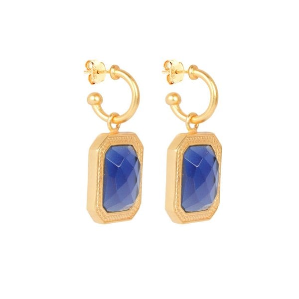 Lila Rasa Rectangular Blue Sapphire Crystal Hoops