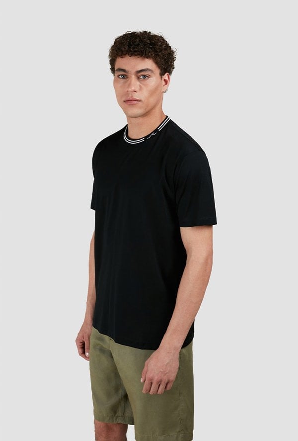 Paul & Shark Men's T-Shirt in Perle Cotton Jersey - Black