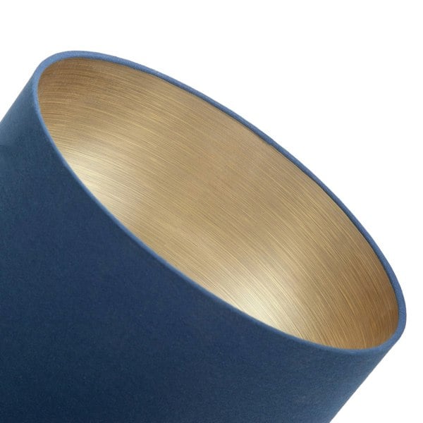 Navy Midnight Blue Lamp Shade in Linen Fabric with Gold Resin Inner Image 3