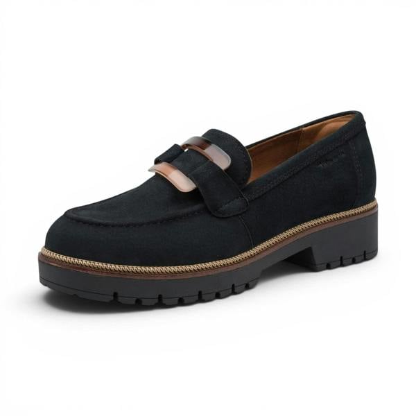 Tamaris Women's Blue Suede Leather Loafer Casual Shoes - 24722-43