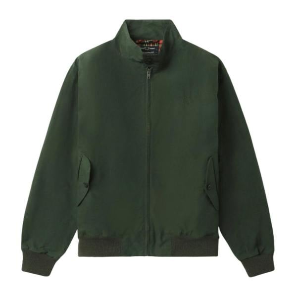 Fred Perry Made In England Waxed Night Green Harrington Jacket XS
