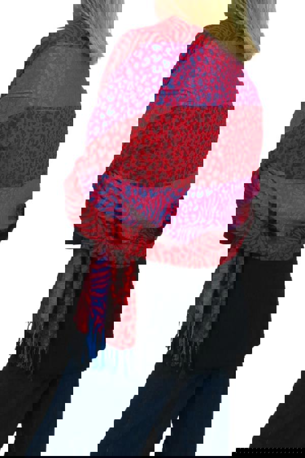 Paulo Due Block Stripe Animal Print Scarf