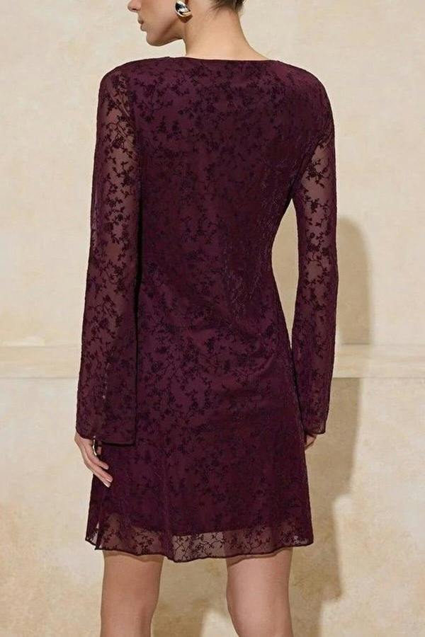 WOVCOR Flock Print Body-Fitting Mini Knitted Dress