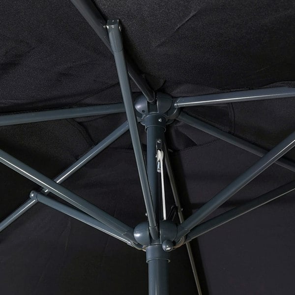 Samuel Alexander 2m Aluminium Garden Patio Sun Shade Parasol with Tilt and Crank in Black