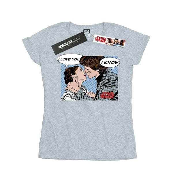Star Wars Womens/Ladies Han Solo And Princess Leia Love Cotton T-Shirt - Heather Grey