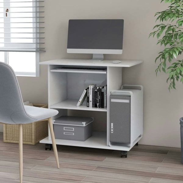 Berkfield Computer Desk White 80x50x75 cm Engineered Wood