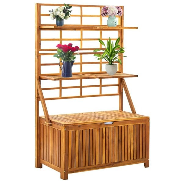 Berkfield Storage Box with Trellis 99x55x160 cm Solid Acacia Wood