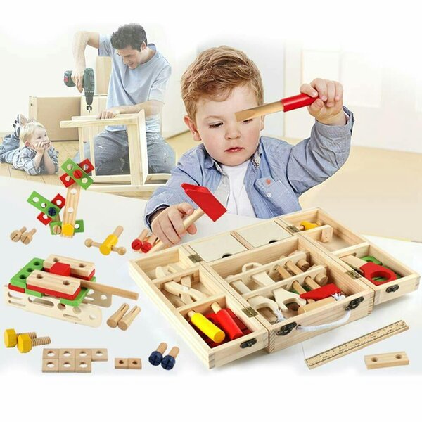 HYGRAD BUILT TO SURVIVE Junior Wooden Tool Set Toy Kids Carpenter Pretend Role Play Tools Gift Playset