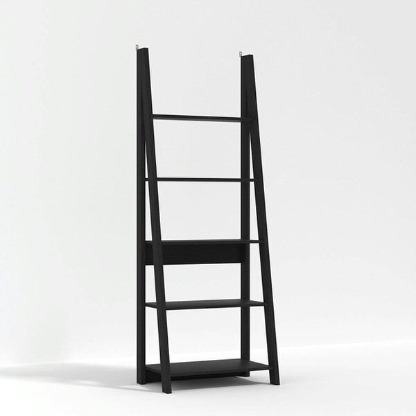 Wyld Haus Athy Black Wooden Ladder Bookcase 5 Shelves