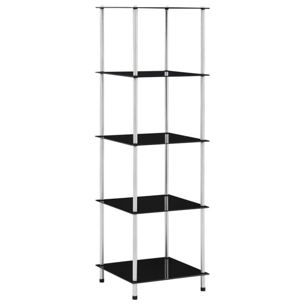 Berkfield 5-Tier Shelf Black 40x40x130 cm Tempered Glass