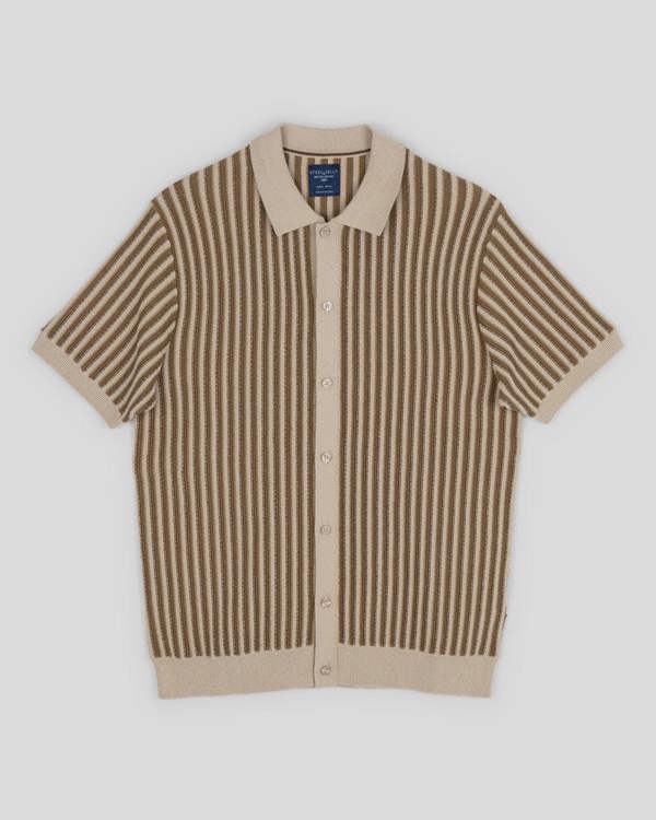 Steel & Jelly Grove - Textured Stripe Knitted Short Sleeve Shirt