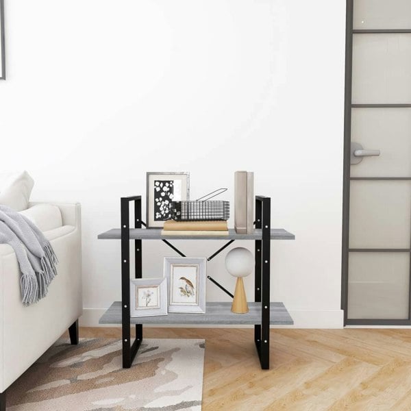 Berkfield 2-Tier Book Cabinet Grey Sonoma 80x30x70 cm Engineered Wood
