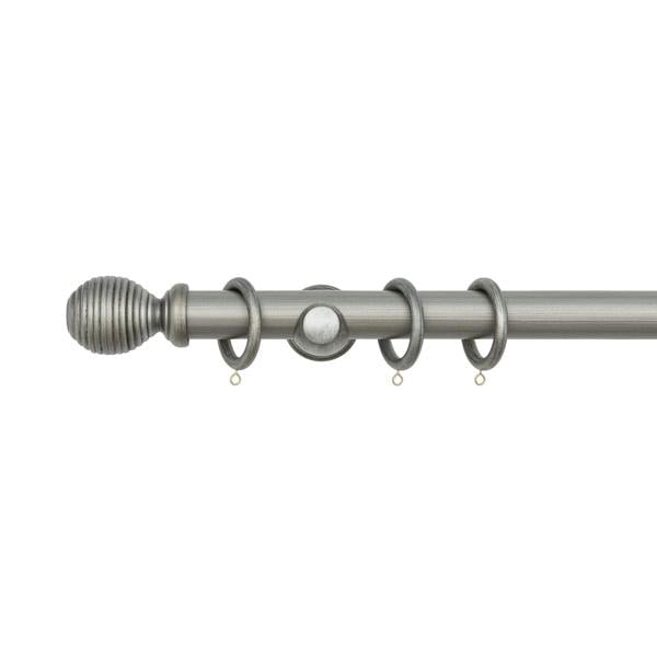A.Unique Home Ribbed Wooden Curtain Pole with Rings and Fittings, In a Variety of Colours and Sizes (35mm)