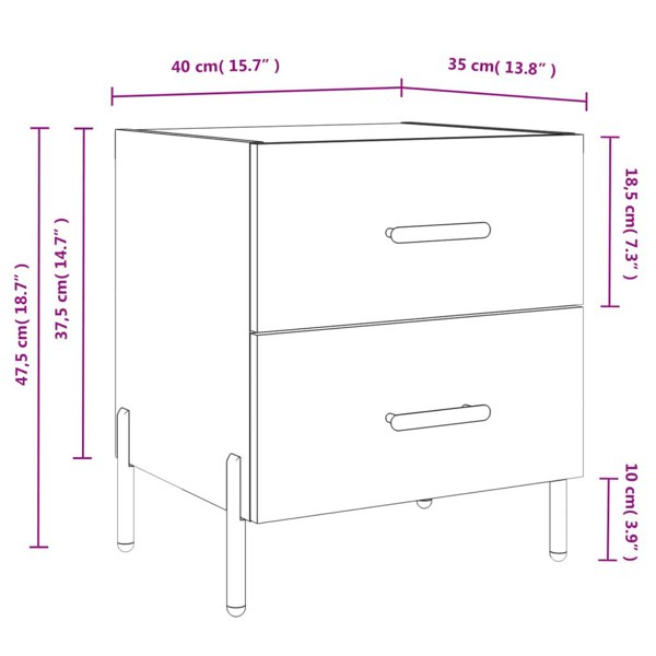 Berkfield Bedside Cabinet White 40x35x47.5 cm Engineered Wood