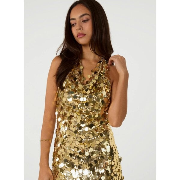 Pink Vanilla Halter Neck Sequin Dress