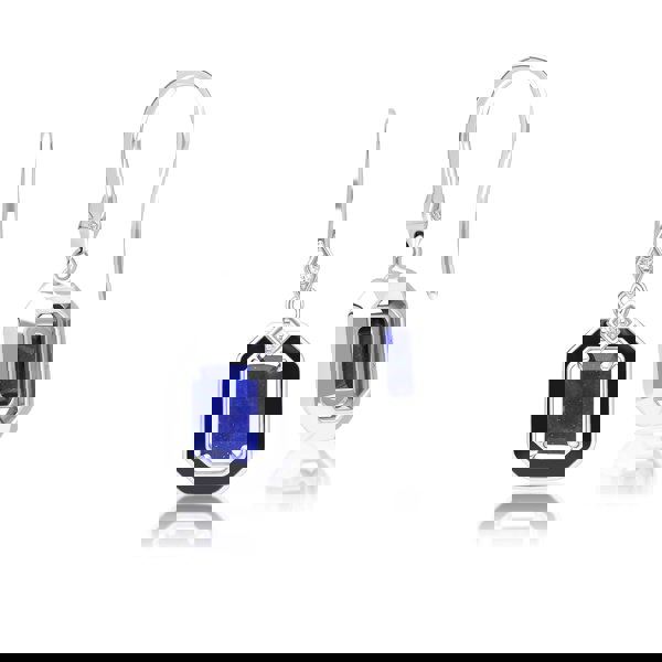 Gemondo Grand Deco Black Enamel, Lapis Lazuli & Topaz Drop Earrings in Sterling Silver