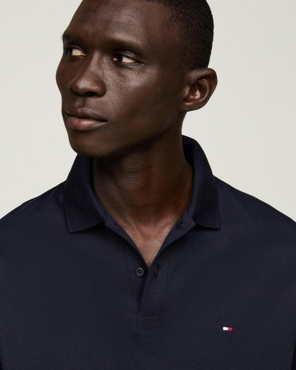 Tommy Hilfiger Liquid Cotton Mens Long Sleeve Polo - Desert Sky