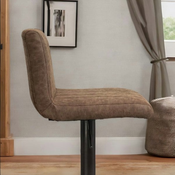 Rafaelo Mobilia Set Of 2 Adjustable Height Swivel Bar Stools Matte Suede Brown