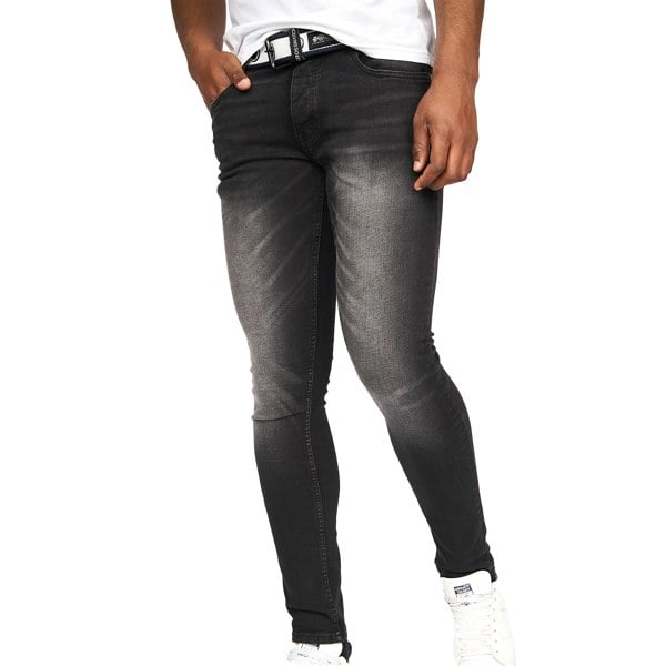 Crosshatch Mens Barbeck Slim Jeans - Black Wash