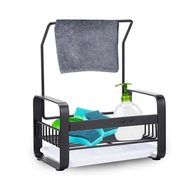 Top 3 Kitchen Sink Caddy Organiser with Drying Rack Black