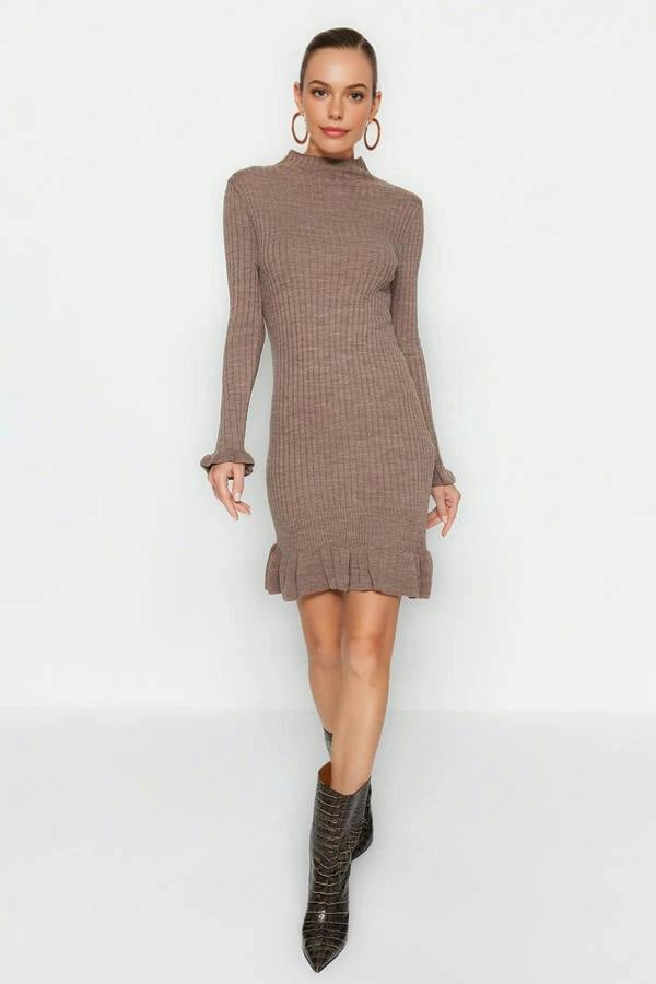 WOVCOR Mini Flounce Detailed Knit Dress