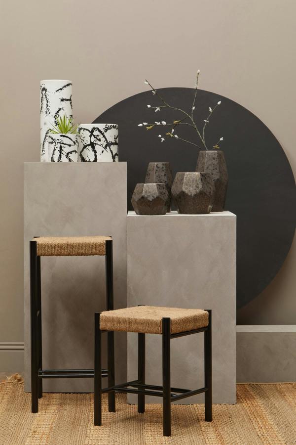 Interiors by Premier Bandar Natural Rope and Black Wood Bar Stool