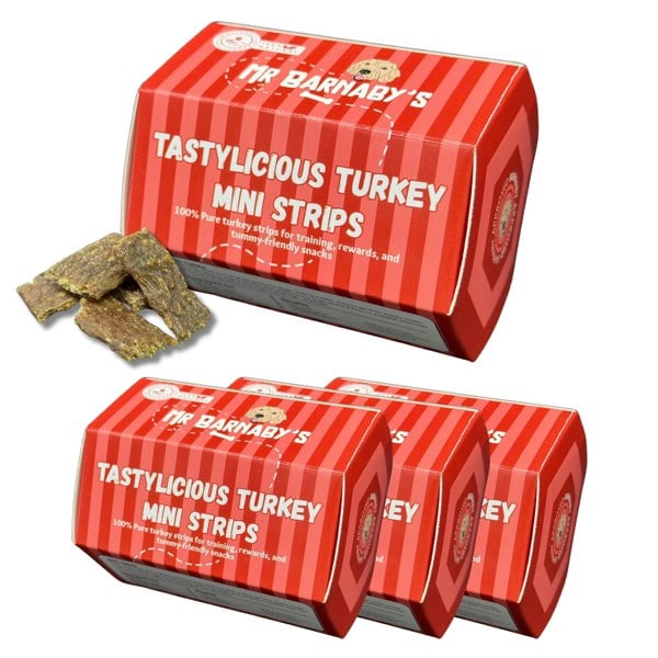 Mr Barnaby's Tastylicious Turkey Mini Strips Dog Treats (Pack of 4)