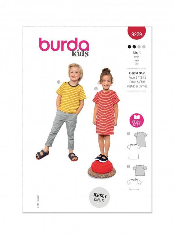 Burda Sewing Pattern 9229 Tops and Dresses For Kids, 4-11 (104-146) - Easy