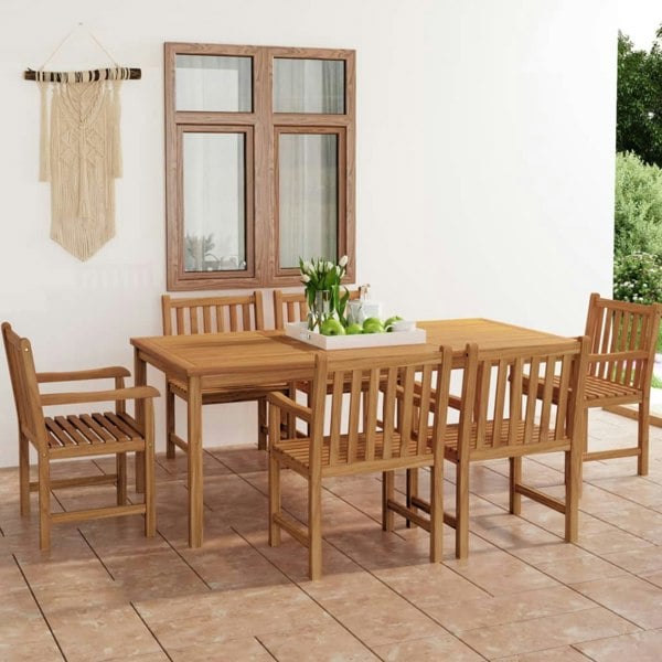 Berkfield 7 Piece Garden Dining Set Solid Teak Wood