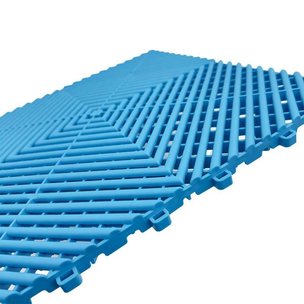 Nicoman Modular Interlocking Ribbed Vented Garage Floor Tiles - Light Blue