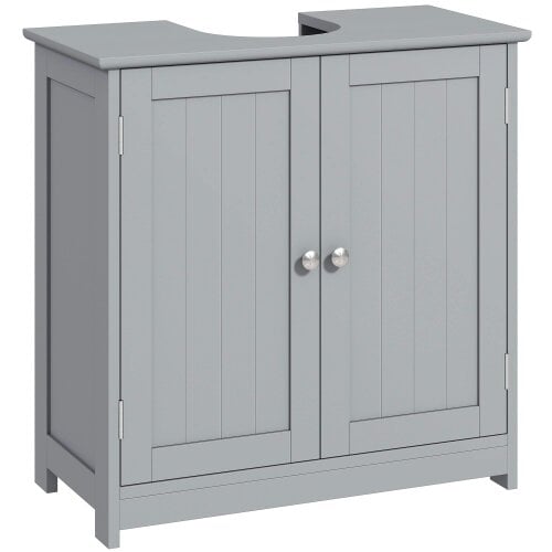 Wyld Haus Seseha Grey Under Sink Vanity Cupboard With Double Doors And Adjustable Shelving For Fauxdestal Or OFauxn Basin